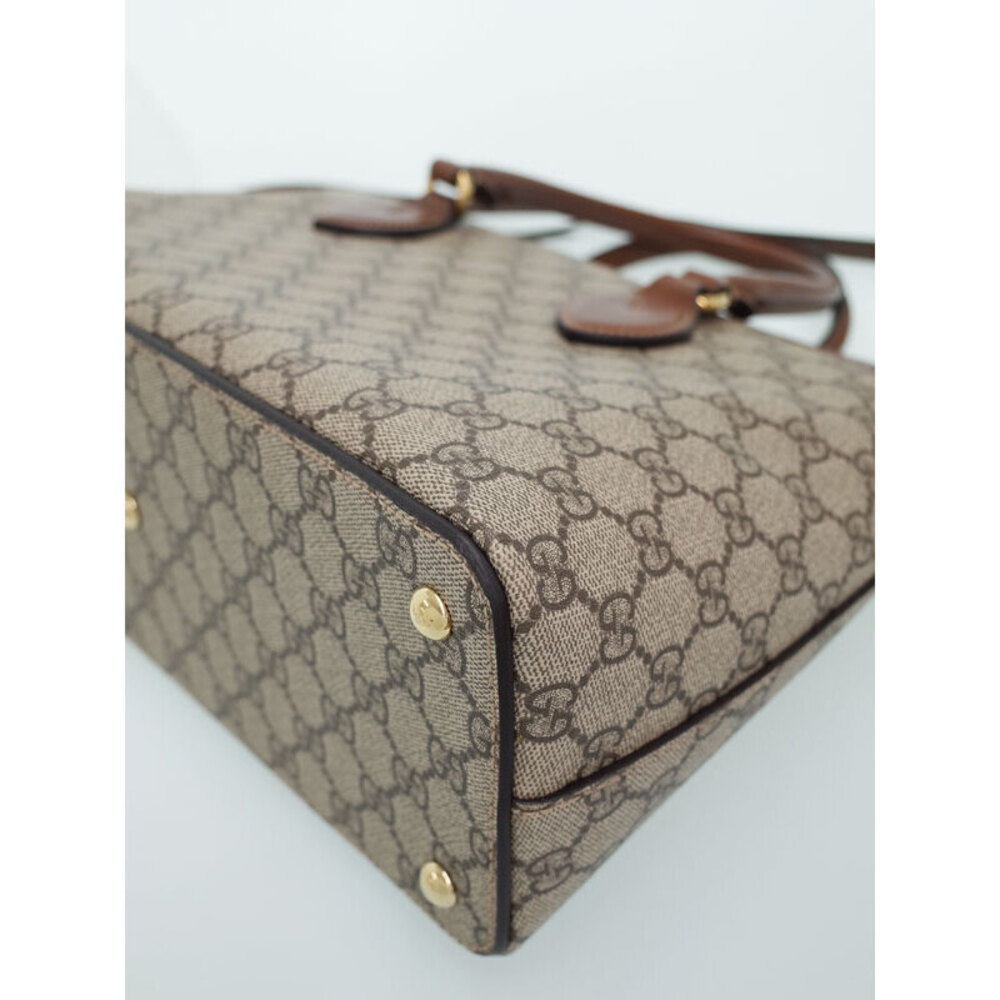 Gucci GG Supreme Monogram Moon Calfskin Zip Top 2way Tote Brown - Picture 7 of 9